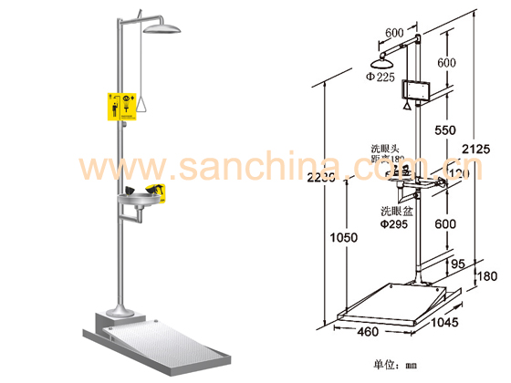 SAN-7102AF1H自动排空防冻型紧急冲淋洗眼器